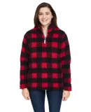 J America 8451 Women's Epic Sherpa Quarter-Zip RED/ BLK BUFFALO