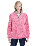 J America 8451 Women's Epic Sherpa Quarter-Zip FIRE CORAL HTHR