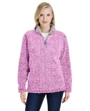 J America 8451 Women's Epic Sherpa Quarter-Zip MAGENTA HEATHER