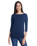 Anvil 2455L Women's Stretch Three-Quarter Sleeve T NAVY