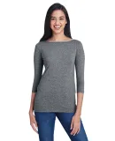 Anvil 2455L Women's Stretch Three-Quarter Sleeve T HEATHER GRAPHITE