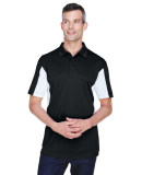 Harriton M355 Men's Side Blocked Micro-Piqué Polo in Black/ white