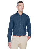 Harriton M550 Men's 6.5 oz. Long-Sleeve Denim Shir in Dark denim