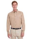 Harriton M581 Men's Foundation 100% Cotton Long-Sl in Khaki