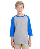 Gildan 5700B Heavy Cotton Youth Raglan Tee in Sport gry/ royal