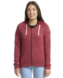 Next Level Apparel 9603 Ladies' PCH Raglan Zip Hoo in Heather cardinal