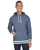 J America 8701 Peppered Fleece Lapover Hooded Pull NAVY PEPPER