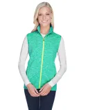 J America 8625 Cosmic Fleece Women's Vest EMERLD/ NEON YLW