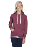 J America 8651 Relay Women's Hooded Pullover Sweat MAROON