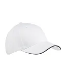 BX004 Big Accessories 6-Panel Twill Sandwich Baseb in White/ navy