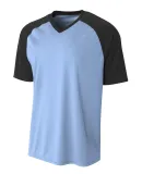 A4 Apparel NB3373 Youth Polyester V-Neck Strike Je LIGHT BLUE/ BLK