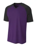 A4 Apparel NB3373 Youth Polyester V-Neck Strike Je PURPLE / BLACK