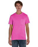 Hanes W110 Workwear Short Sleeve Pocket T-Shirt in Safety pink