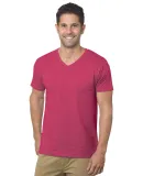 Bayside Apparel 5025 Unisex 4.2 oz., Fine Jersey V in Heather red