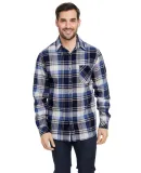 Burnside Clothing 8212 Woven Plaid Flannel With Bi in Blue/ ecru