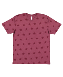 Code V 3929 Mens' Five Star T-Shirt in Burgundy star