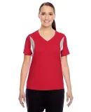 Core 365 JGWMC Ladies' Short-sleeve Athletic V-nec SP RED/ SP SILVR