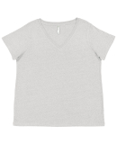 LA T 3817 Ladies' Curvy V-Neck Fine Jersey T-Shirt in Heather