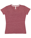 LA T 3591 Ladies' V-Neck Harborside Melange Jersey in Burgundy melange