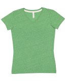 LA T 3591 Ladies' V-Neck Harborside Melange Jersey in Green melange