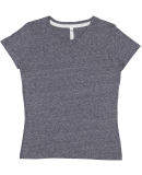 LA T 3591 Ladies' V-Neck Harborside Melange Jersey in Navy melange