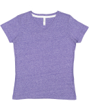 LA T 3591 Ladies' V-Neck Harborside Melange Jersey in Purple melange