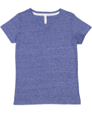 LA T 3591 Ladies' V-Neck Harborside Melange Jersey in Royal melange