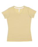 LA T 3591 Ladies' V-Neck Harborside Melange Jersey in Stone melange