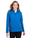 North End NE401W Ladies' Quest Stretch Quarter-Zip OLYM BLU/ CRBN