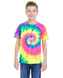 Tie-Dye CD100Y Youth 5.4 oz. 100% Cotton T-Shirt NEON RAINBOW