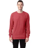 Hanes GDH200 Unisex Garment-Dyed Long-Sleeve T-Shi in Crimson fall