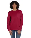 Hanes GDH250 Unisex Garment-Dyed Long-Sleeve T-Shi in Crimson fall