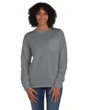 Hanes GDH250 Unisex Garment-Dyed Long-Sleeve T-Shi in Concrete