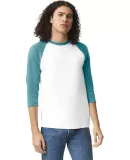 American Apparel 2003CVC Unisex CVC Raglan T-Shirt in White/ htr artic