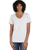 Comfortwash by Hanes GDH125 Ladies' V-Neck T-Shirt in White