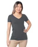 Bayside Apparel 5875 Ladies' Fine Jersey V-Neck T- in Charcoal