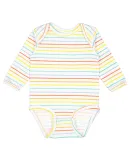 Rabbit Skins 4421 Infant Long Sleeve Jersey Bodysu in Rainbow stripe