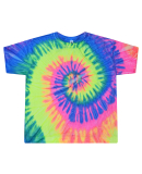 Tie-Dye 1050 Ladies' Cropped T-Shirt in Neon rainbow