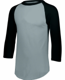 Augusta Sportswear 4420 Three-Quarter Sleeve Baseb in Ath hthr/ black