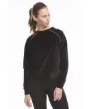 US Blanks US538 Ladies' Velour Long Sleeve Crop T- in Black