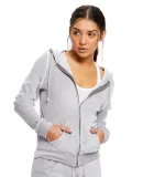 US Blanks US565 Ladies' Velour Full-Zip Hoodie in Silver