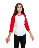 US Blanks US6601K Youth Baseball Raglan T-Shirt in White/ red