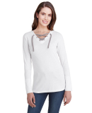 LA T 3538 Women's Fine Jersey Lace-Up Long Sleeve  in Blend wht/ titnm