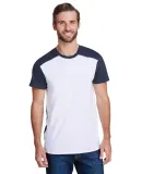 LA T LA6911 Men's Forward Shoulder T-Shirt WHITE/ NAVY