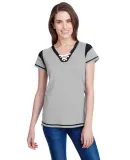 LA T 3533 Women's Lace Up Fine Jersey Tee TITANM/ BLK/ WHT