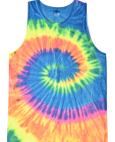 Tie-Dye CD3500 Adult 5.4 oz. 100% Cotton Tank Top in Neon rainbow