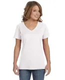 392 Anvil Ladies’ Sheer V-Neck T-Shirt WHITE