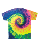 H1000 Tie-Dyes Adult Tie-Dyed Cotton Tee in Neon rainbow