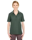 8546 UltraClub® Ladies' Short-Sleeve Whisper Piqu FOREST GRN/ WHT