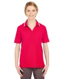 8546 UltraClub® Ladies' Short-Sleeve Whisper Piqu RED/ WHITE